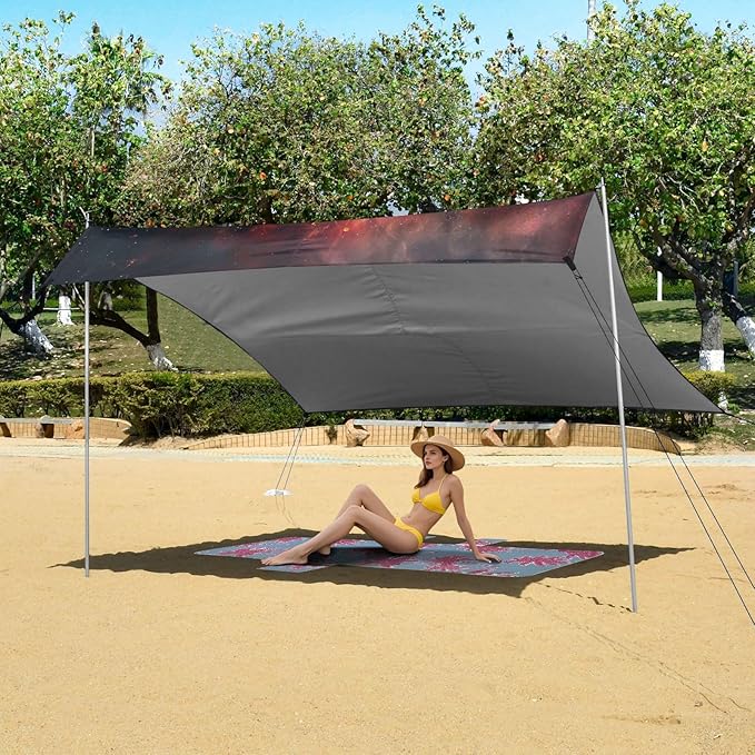 ALAZA Rose Isolated Nebula Beach Tent Sun Shelter Portable Canopy Sunshade for Outdoor Camping Picnics Backyard Fun 10x9 ft