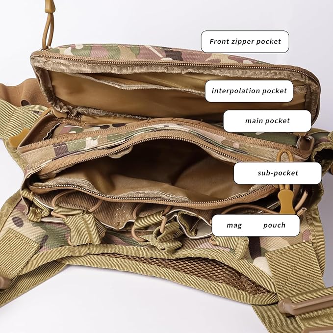 Tactical Chest Pack EDC Chest Bag Utility Molle Chest Rig Fishing Chest Pouch for Daily Life Cycling Camping Hiking
