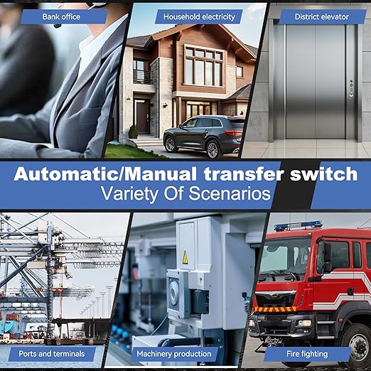 100Amp 220V AC Dual Power Automatic Transfer Switch ATS 4P Manual Changeover Electrical Switch Solar Back Up Power Auto Selector Overvoltage Undervoltage 50/60Hz CE Certified