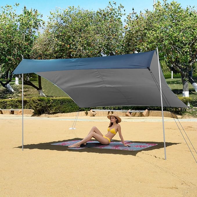 ALAZA Football Firing Beach Tent Sun Shelter UPF50+ Protection Beach Shade Canopy w/ 4 Sandbags for Outdoor Camping Fishing Backyard Fun Picnic 10x9 ft