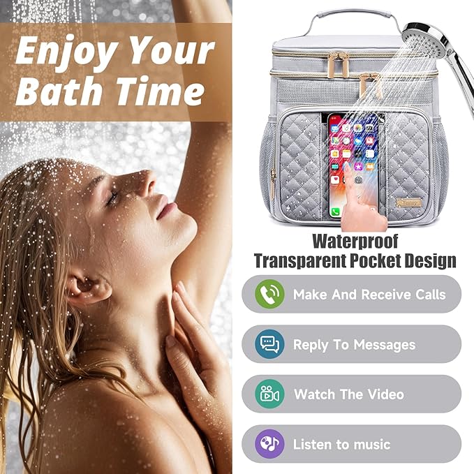 Large Toiletry Bag for Women MenBathroom BagWater Resistant Shower BagMakeup BagPortable Shower Caddy for College DormHanging Travel Toiletry Bag with Transparent Waterproof Phone Pocket