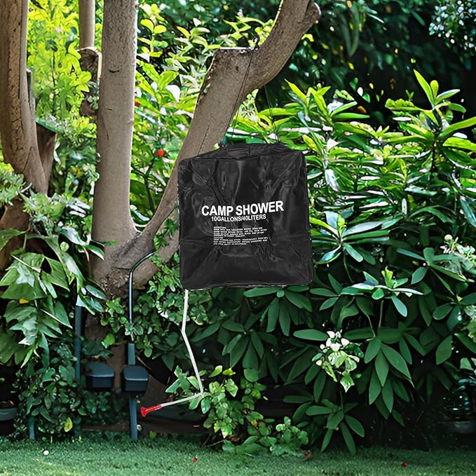 Milisten 40l Solar Shower Bag Portable Solar Heating Camping Shower Bag with Removable Hose for Outdoor Hiking Bathing