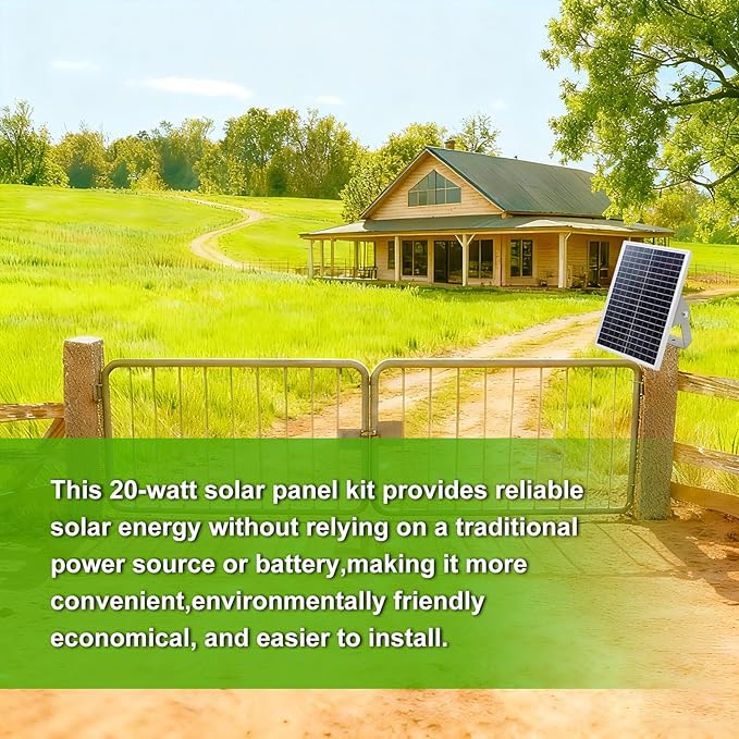 X X-HOUSE Solar Panel 24V 20W Monocrystalline Waterproof Panel with Bracket Plate for Gate Solar System Used to Charge The 24V Batteries