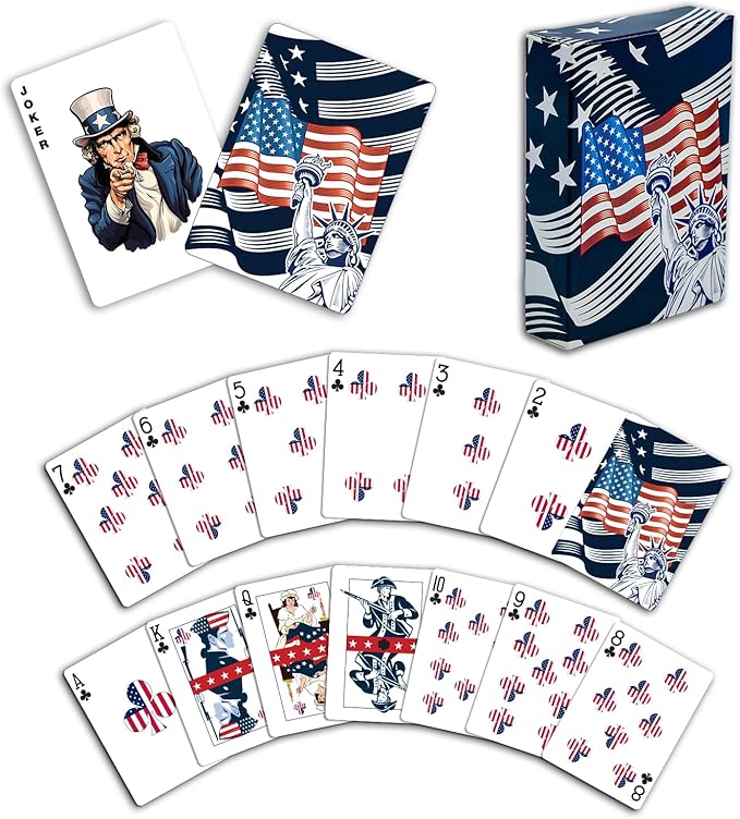 American Flag Flask &amp Cards Set Leather-Wrapped USA Hip-Flask with Playing Cards | Disabled Vet Owned SMALL Business | USA-Flag Flask-Card-Set