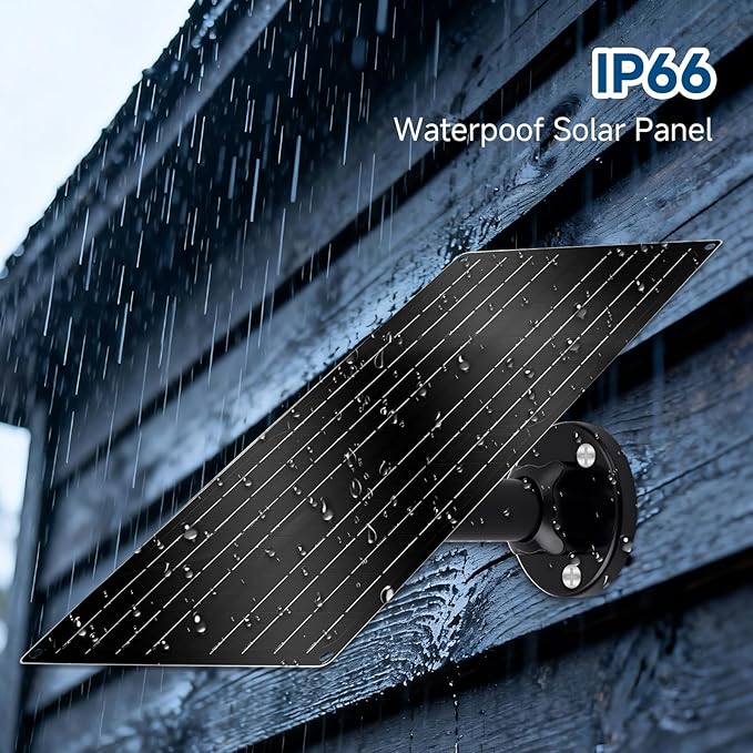 12W Solar Panel for Security Camera 5V USB-C Solar Charger with Micro USB &amp Barrel Adapters Outdoor Weatherproof for Continuous Home and Property Monitoring (3)