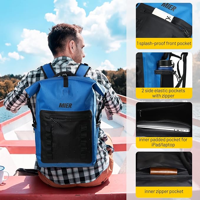 MIER Dry Bag Waterproof Backpack 30L Dry Sack Heavy Duty Roll-Top Closure for Kayaking Beach Boating Swimming Surfing
