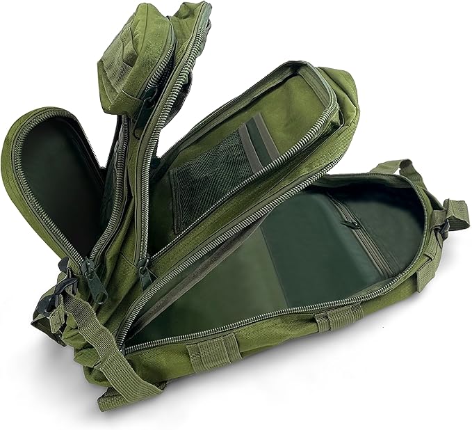 ASA TECHMED Large Tactical Backpack - IFAK Military-Grade Assault Pack Everyday Carry Use Military Backpacks Tactical (Green)