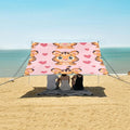 ALAZA Cute Tiger Heart Seamless Beach Tent Sun Shelter Portable Canopy Sunshade for Outdoor Camping Picnics Backyard Fun 10x9 ft