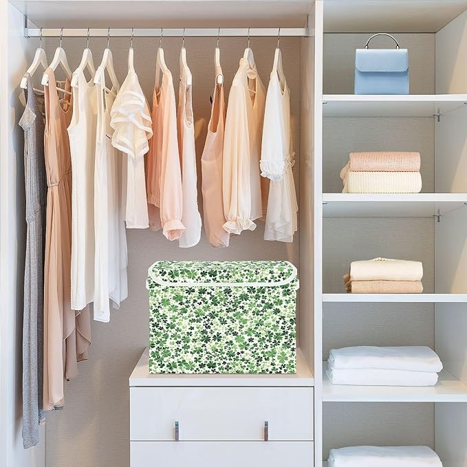 Lush Clover Fabric Storage Bins with Lids and HandleFoldable Storage Bins with LidsCloset Organizers for Clothes Storage Room Organization Office Storage Chest Organizer