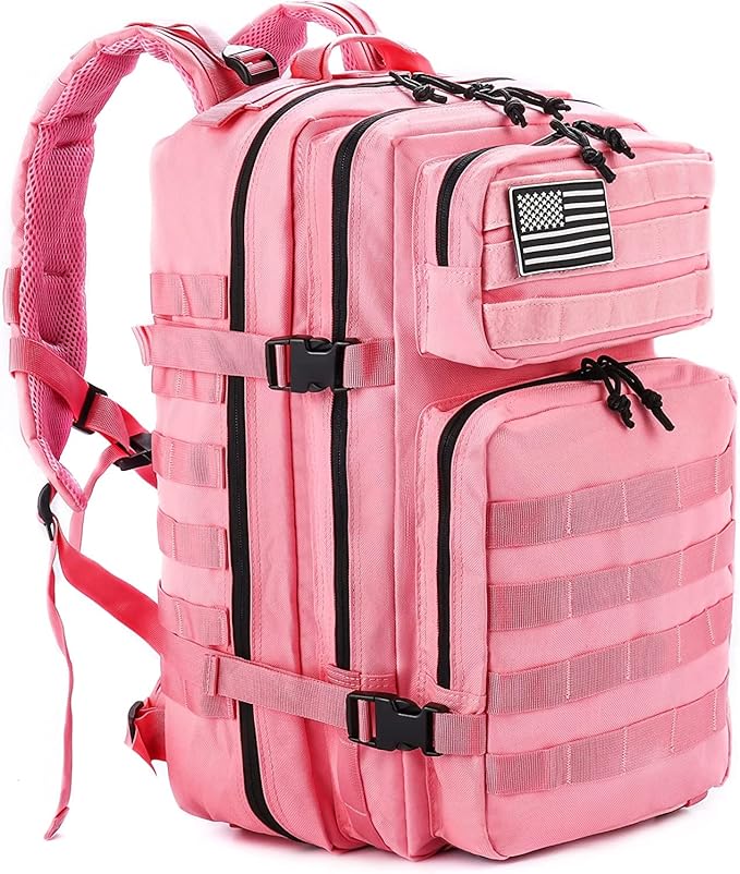 50L Military Tactical Backpack Training Gym Fitness Bag Outdoor Hiking Camping Army Molle Backpacks for Women Travel (Pink)