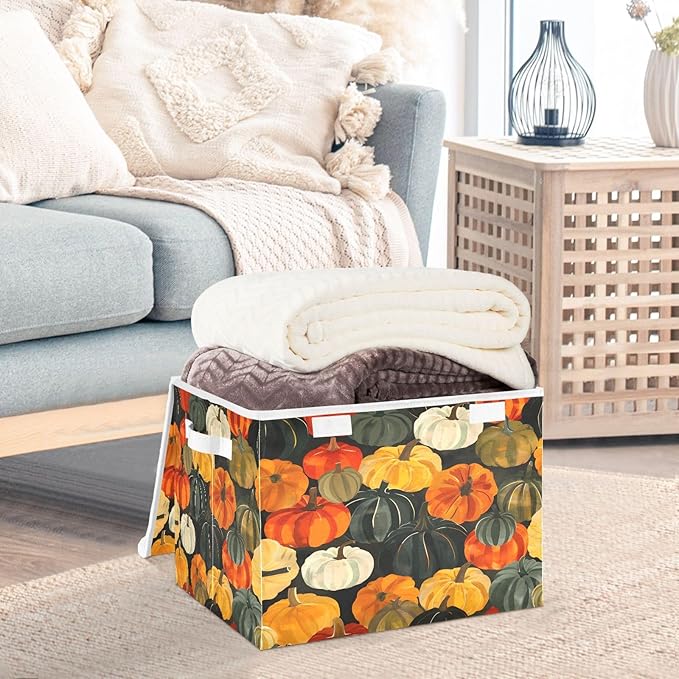senya Thanksgiving Day Baskets Collapsible Storage Bins with Lids Fall Thanksgiving Pumpkins H Storage Boxes Clothes Baskets for Organizing