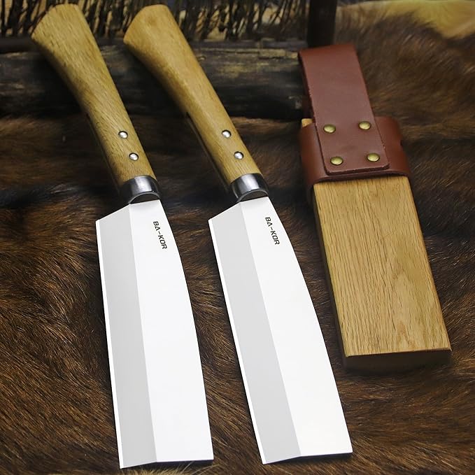 BA-KOR (Pioneer ) (15) DC53 steel 6mm thickened full Tang fixed knife+ Wooden sheath &amp(5.9IN) Cerium Igniter suitable for outdoor hunting cutting chopping camping obstacle removal explorati
