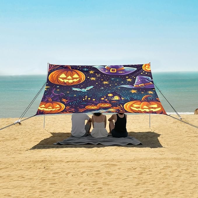 ALAZA Pumpkin Magic Hat Beach Tent Sun Shelter Portable Canopy Sunshade for Outdoor Camping Picnics Backyard Fun 10x9 ft