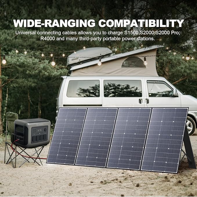 ALLPOWERS SP037 400 watt Solar Panel Foldable Portable Solar Charger with 25% High Efficiency Monocrystalline Cells 400w Solar Panel IP67 Waterproof for RV Camping Motorhome Off-Grid Power Backup