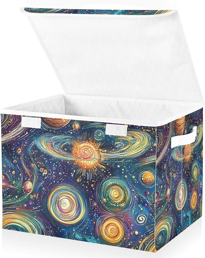 Storage Cube with Lid Abstract Galaxy Print 16.5×12.6×11.8 IN 1 Pack Collapsible Large Capacity Foldable Storage Basket Bin Organizer