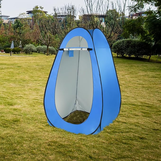 6.2 FT Pop Up Privacy Shower Tent Camp Changing Dressing Room Toilet Tents with Carrying Bag Portable Instant Shelter Canopy for Camping Hiking Beach Picnic Fishing Easy Set Up (Blue)