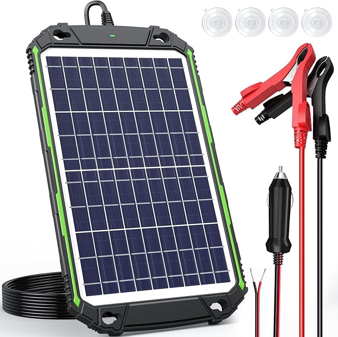 Sun Energise 10W 12V Solar Battery Charger Maintainer PRO Built-in Smart MPPT Charge Controller Waterproof 10 Watt 12 Volt Solar Panel Trickle Charging Kits for Car Auto Boat RV Marine Trailer