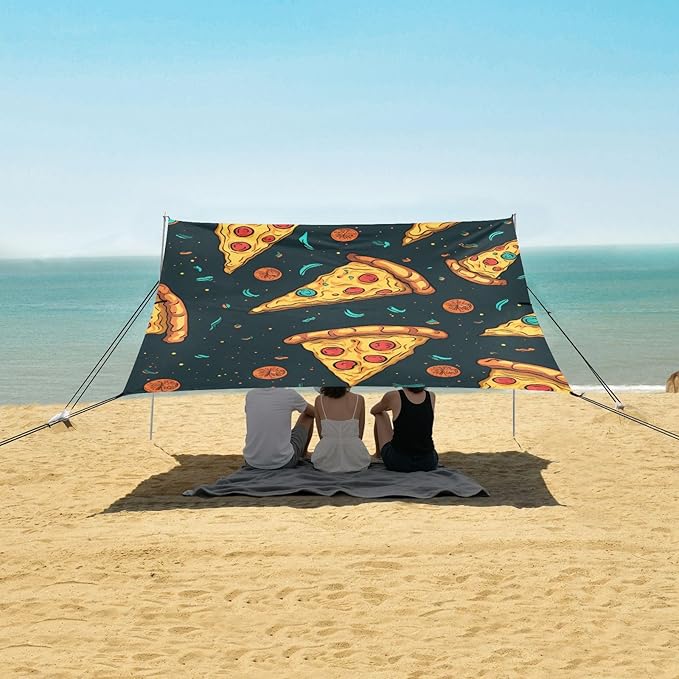 ALAZA Pizza Food Beach Tent Sun Shelter Portable Canopy Sunshade for Outdoor Camping Picnics Backyard Fun 10x9 ft