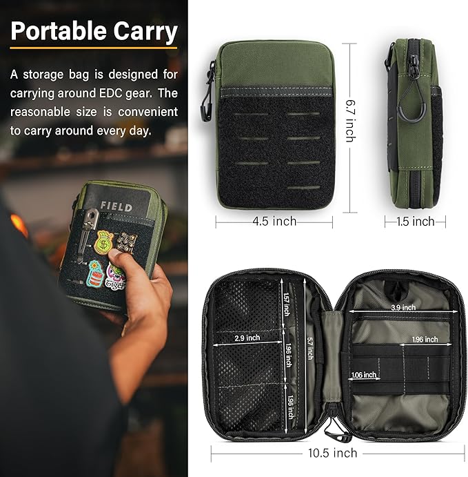 TACTICAL GEEK EDC Compact Waist Pocket Pouch Men EDC Pouch Organizer Multi-Purpose Molle Tool Pouch for Multitools Utility Tool Organizer Bag for Daily Essentials Carry(Block E3.0-GY)