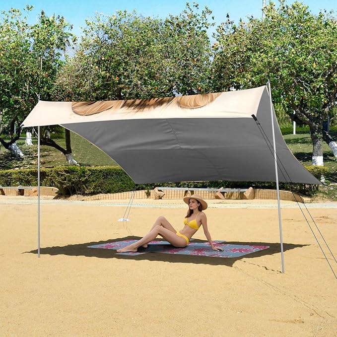 ALAZA Cute Lion Baby Beach Tent Sun Shelter UPF50+ Protection Beach Shade Canopy w/ 4 Sandbags for Outdoor Camping Fishing Backyard Fun Picnic 10x9 ft