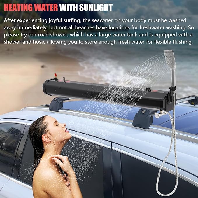 Pressurized Water Tank for Camping ShowerPortable Camping Showerhead Handheld with Storage Bag Roof Rack Shower for Hiking Car wash Pet Cleaning Beach Vacations