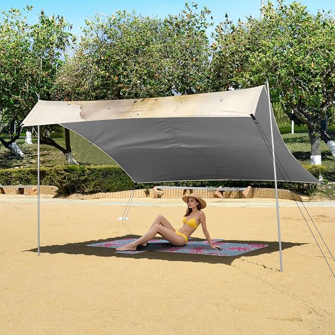 ALAZA Bee Watercolour Beach Tent Sun Shelter UPF50+ Protection Beach Shade Canopy w/ 4 Sandbags for Outdoor Camping Fishing Backyard Fun Picnic 10x9 ft
