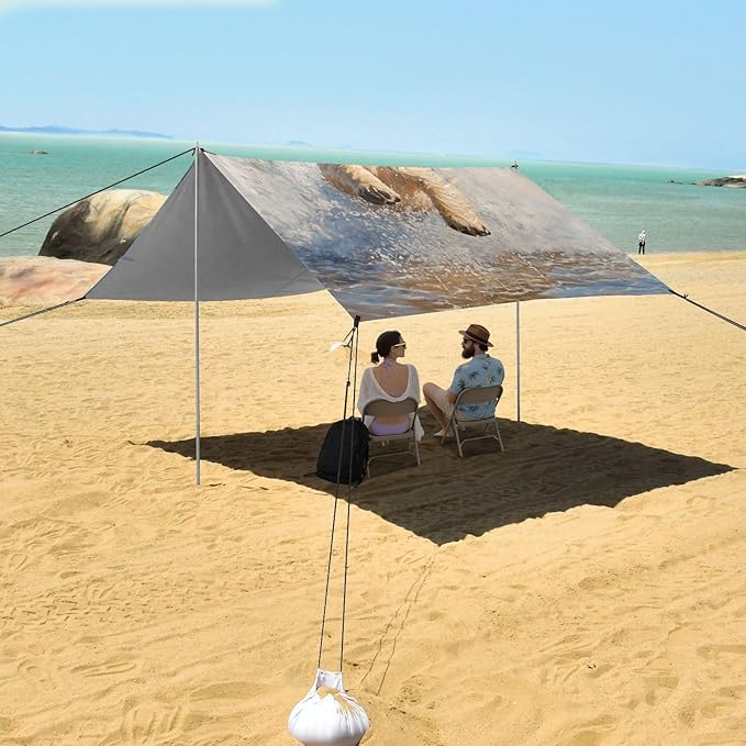ALAZA Puppy Running at The Sea Beach Tent Sun Shelter Portable Canopy Sunshade for Outdoor Camping Picnics Backyard Fun 10x9 ft