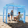 VEVOR Beach Cabana 6 x 6 ft Beach Canopy with Side Wall UPF 50+ Protection Easy Setup Cabana Tent with Sand Pockets Portable Shade Sun Shelter Umbrella for Whole Family &amp Friends Blue Stripes