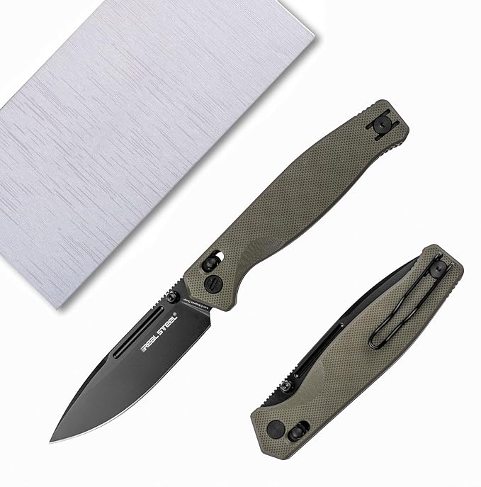 REALSTEEL Huginn Compact Folding Pocket Knife Crossbar Lock 3.15'' VG-10 Steel Blade Thumb Stud G10/Micarta Handle Lightweight Knife with Reversible Deep Carry Clip for Men and Women EDC Gift fo