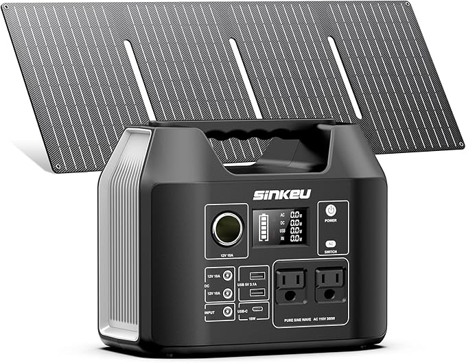 SinKeu Solar Generator with Panels Included - 300W Portable Power Station with 40W Solar Panel256Wh (80000mAh) LiFePO4 Battery with USB DC AC Outlets for Home Laptop RV Hurricane Camping