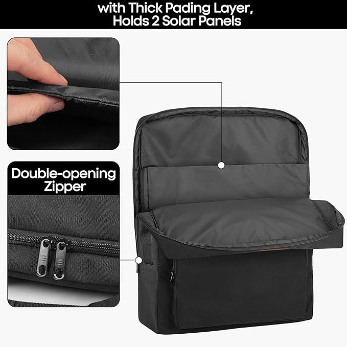 HODRANT Solar Panel Storage Bag Compatible with Jackery SolarSaga 100W 100X Padded Travel Carrying Case for 2 Battery Panels Double-Layer Solar Panel Carrier with Shoulder Strap Patent Design