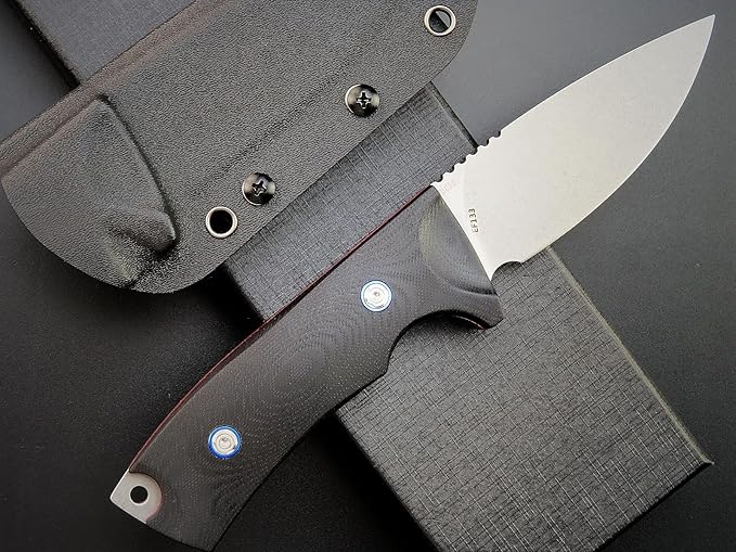 Eafengrow EF133 Fixed Blade Knife DC53 Steel Blade Micarta Handle Full Tang Compact Tough EDC Tool Knifes for Working Camping Hiking