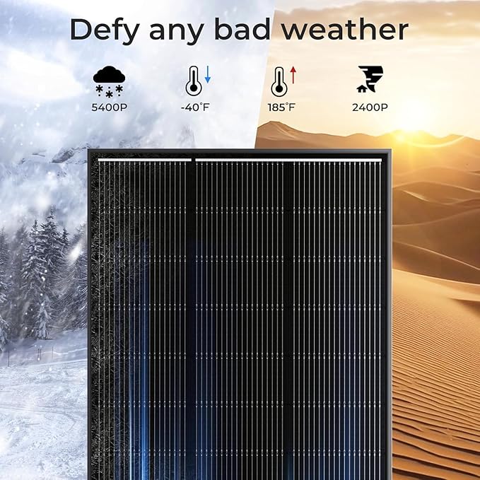 4 Pack 300 Watt Solar Panel Upgraded 18BB Solar Cells 24.6% High Efficiency Monocrystalline 12V/24V PV Module for Home Rooftop RV Camper Marine Boat Off Grid System All Black