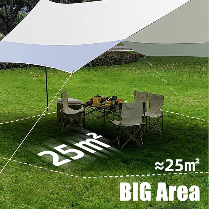 Patio Sunshade Canopy | 5.2x4.5m Outside Sun Protection Shelter | Outdoor Canopy Shelter | for Beach Picnic Fishing Backyard Garden Patio Lawn