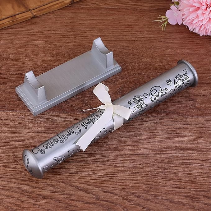 Birth Certificate Holder Silver Plated Zinc Alloy Certificate Holder Birth Certificates Holder Certificate Storage Tube Zinc Alloy