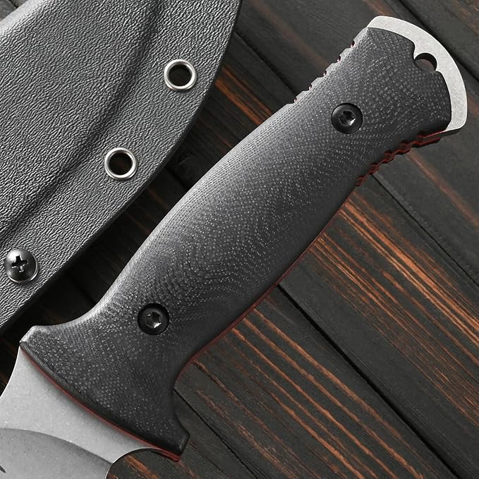 Sitivien ST38 Fixed Blade Knife AEB-L Stonewashed Steel Blade G10 Handle Full Tang Knife with Sheath for Outdoor Camping Hiking Working Survival (Silver)