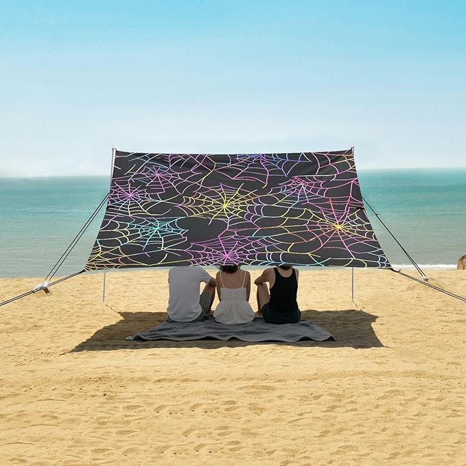 ALAZA Webs Pattern Beach Tent Sun Shelter Portable Canopy Sunshade for Outdoor Camping Picnics Backyard Fun 10x9 ft