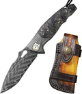 Damascus Steel Folding Knife Camping Knives &amp Tools Folding Knife HRC 60 Vegetable Tanned Leather Sheath personalized Engraving Compact Folding Knife with Pocket Clip for Camping Gift for M