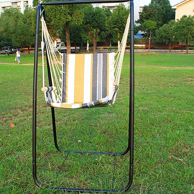 Hammock Chair StandHeavy-Duty Steel Hammock Stand Multi-Use Swing Stand for Outdoor Indoor Hanging Hammock Stand for Chair Hammock Chair not Include Weather Resistant Easy to Assemble (Black)