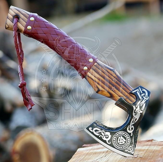 SHINY CRAFTS®- Personalized Viking Axe – Best Gift for Husband Decorative Hatchet for Father’s Day Birthday Anniversary or Christmas (SCA-07)