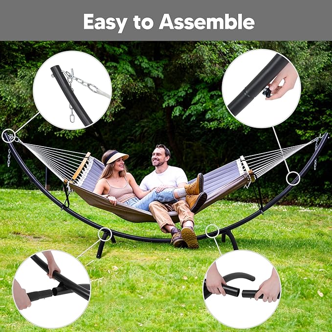 SUNCREAT Hammocks Standing Patio Hammock Portable Hammock with Stand Foldable Patent Pending Dark Gray