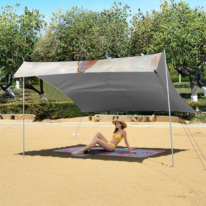 ALAZA Cats Dogs Hug Beach Tent Sun Shelter Portable Canopy Sunshade for Outdoor Camping Picnics Backyard Fun 10x9 ft
