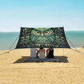ALAZA Green Owl Print Boho Beach Tent Sun Shelter UPF50+ Protection Beach Shade Canopy w/ 4 Sandbags for Outdoor Camping Fishing Backyard Fun Picnic 10x9 ft