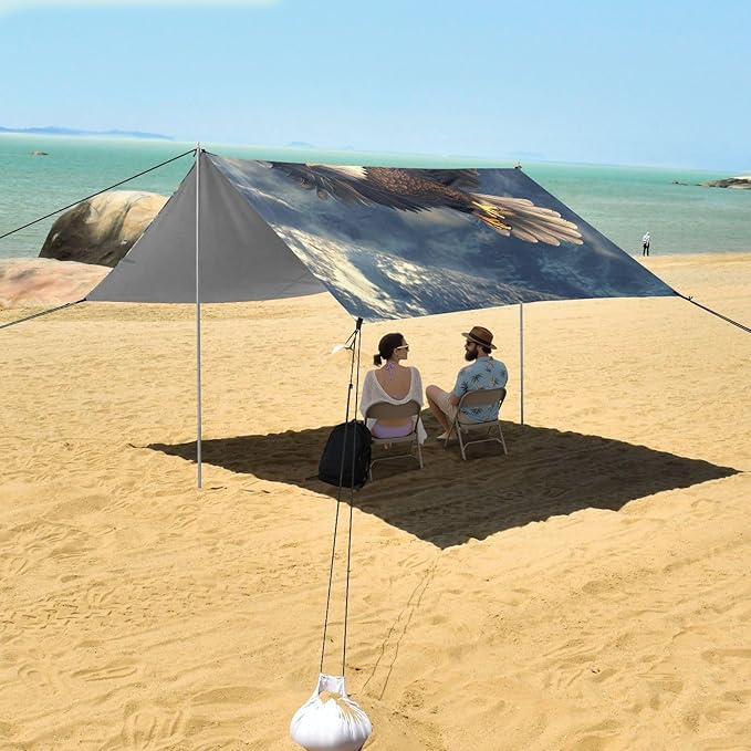 ALAZA Eagles Soars Over The Mountains Beach Tent Sun Shelter Portable Canopy Sunshade for Outdoor Camping Picnics Backyard Fun 10x9 ft