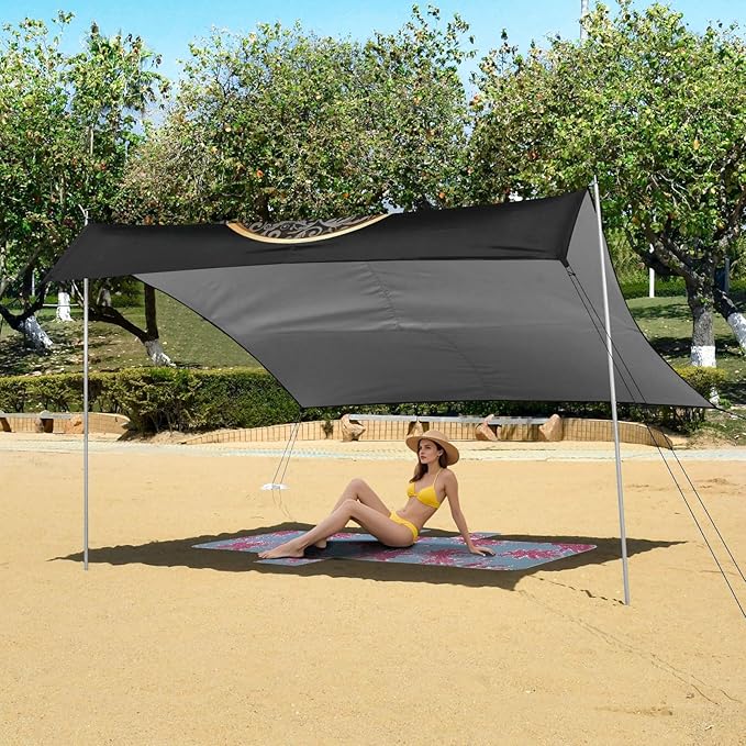 ALAZA Crescent Moon Dreamcatcher Witchy Beach Tent Sun Shelter UPF50+ Protection Beach Shade Canopy w/ 4 Sandbags for Outdoor Camping Fishing Backyard Fun Picnic 10x9 ft