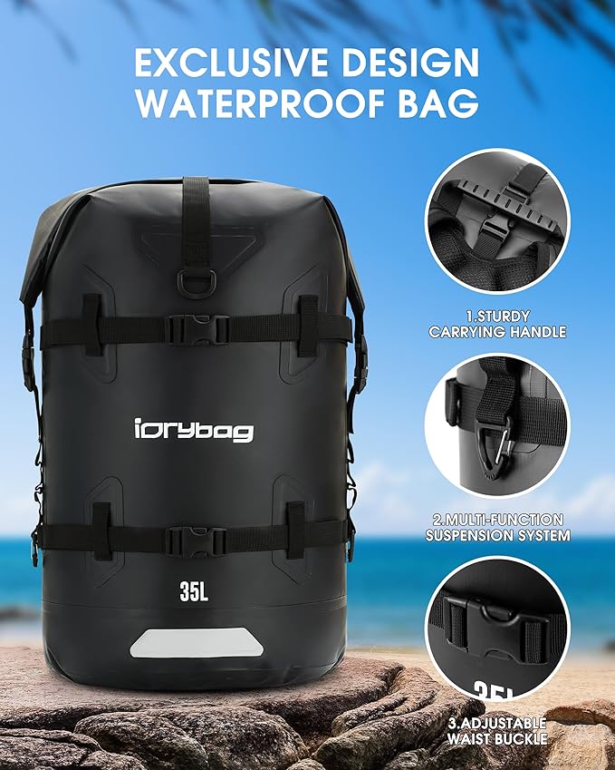 IDRYBAG Waterproof Backpack for Travel Kayaking Boating Swimming Floating Paddle Boarding - Submersible Dry Bag 35L/55L/85L