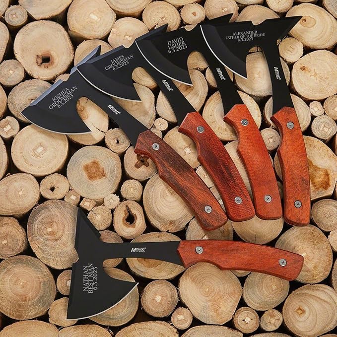 Personalized Groomsmen Hatchets Set for Camping Recreation and Outdoors - Hunting Camping Axe Tactical Hatchet by HomeWetBar