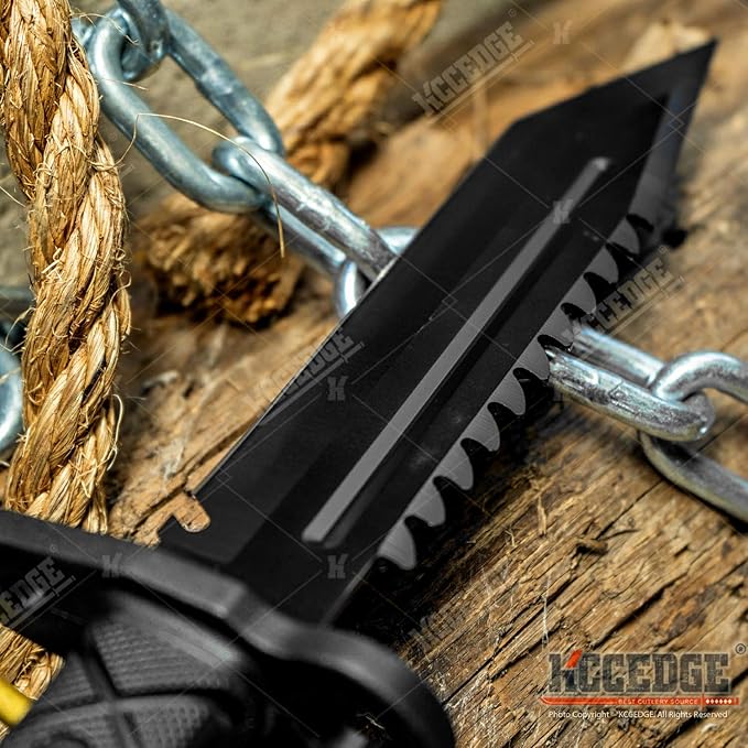 KCCEDGE BEST CUTLERY SOURCE Tactical Knife Hunting Knife Survival Knife Fixed Blade Knife Razor Sharp Edge Camping Accessories Camping Gear Survival Kit Survival Gear Tactical Gear 77077 (Black)
