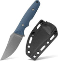 Vosteed H-Back EDC Fixed Blade Knife - 2.92 Nitro-V Blade with Sheath Stonewash - Blue G10 Handle with S.O.A.R. Clip for Hunting Survival Knives - D0405