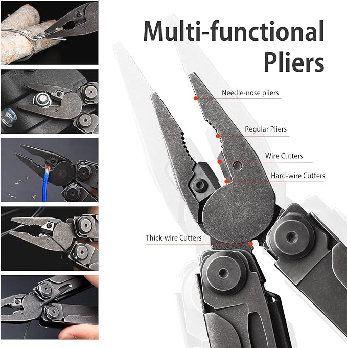 NexTool Heavy Duty Multitool Pliers with Pocket Scissors Replaceable Wire Cutters Nylon Sheath Folding Multitool Knife with Safety Lock for Camping Survival Home Repair DIY